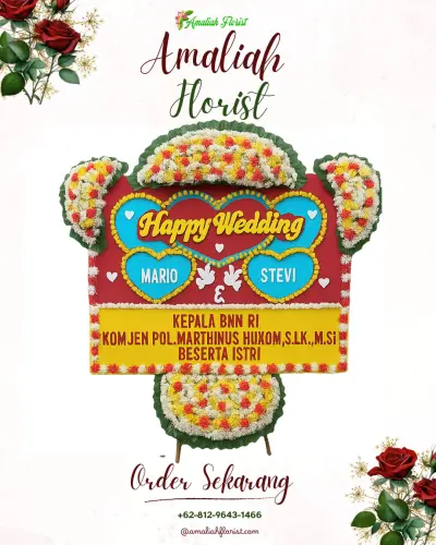 Karangan Papan Bunga Pernikahan di Kalirejo